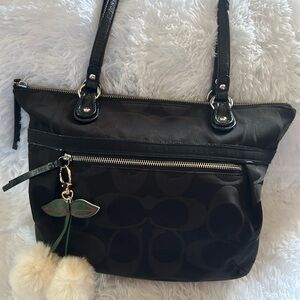 Coach Black Shoulder Bag with Charm